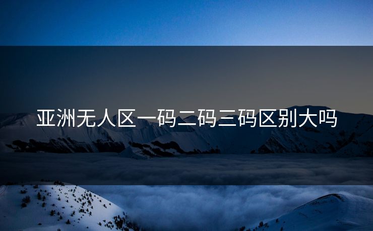 亚洲无人区一码二码三码区别大吗