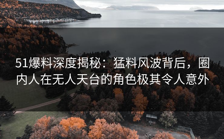 51爆料深度揭秘：猛料风波背后，圈内人在无人天台的角色极其令人意外